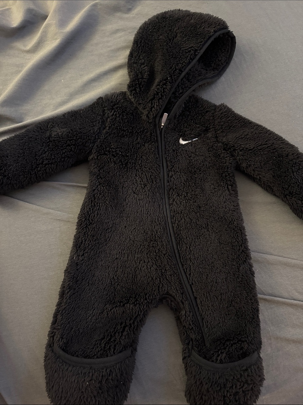 Nike Black Sherpa Hooded Baby One-Piece. Jacket/Coat Footie Never used 3 month